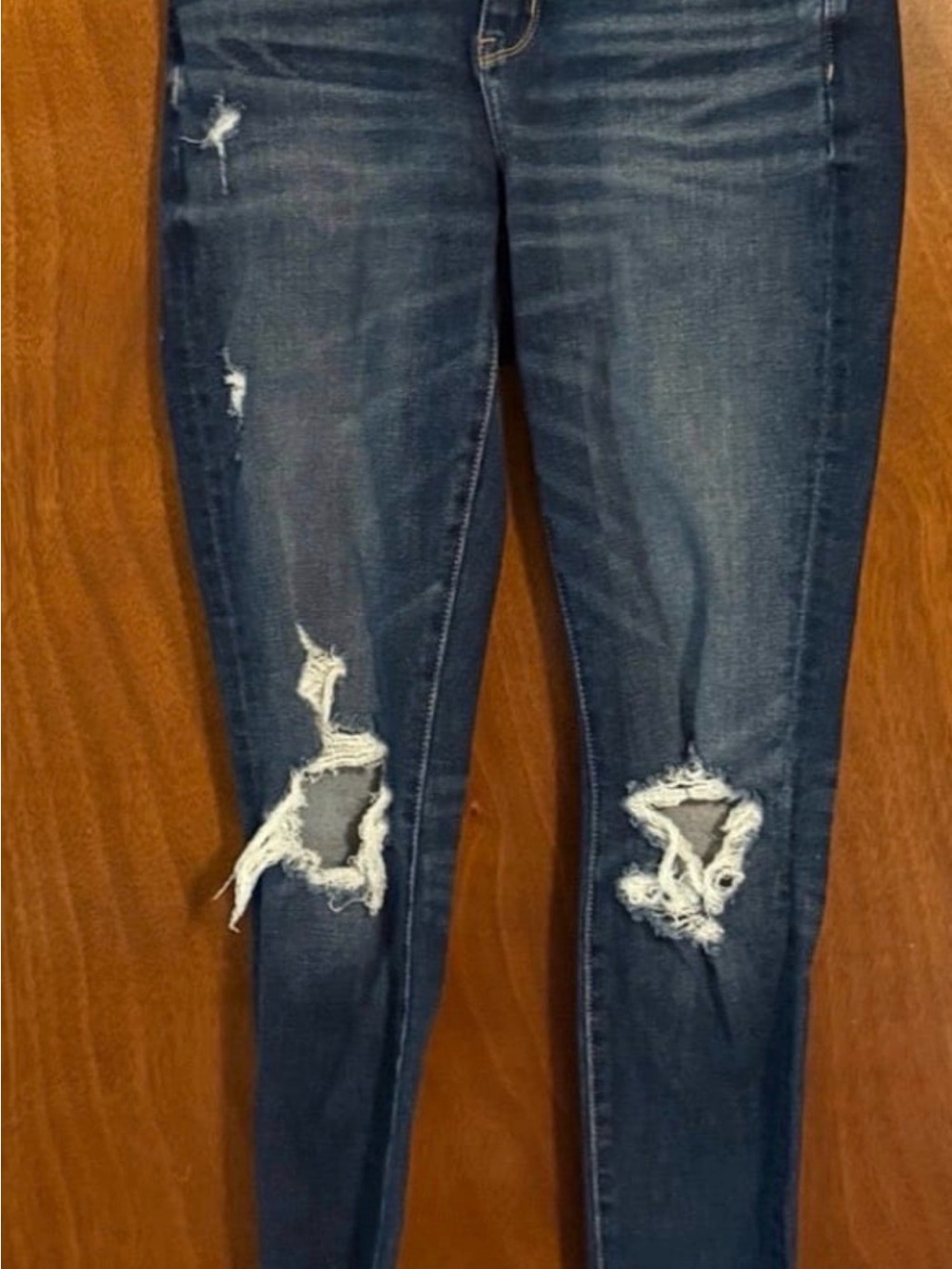 American Eagle Outfitters Dark Blue Distressed Skinny Jeans